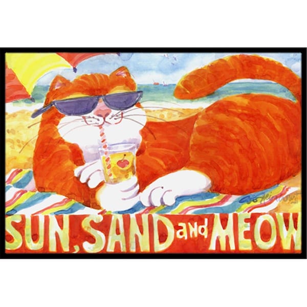 Carolines Treasures 24 x 36 in. Orange Tabby at the beach Indoor Or Outdoor Mat CA77980 - main